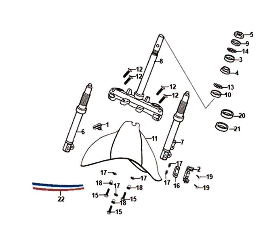 Widelec Przedni Zestaw Słuchawkowy Front Board Sym Fiddle II euro4 (WH-006) Biały