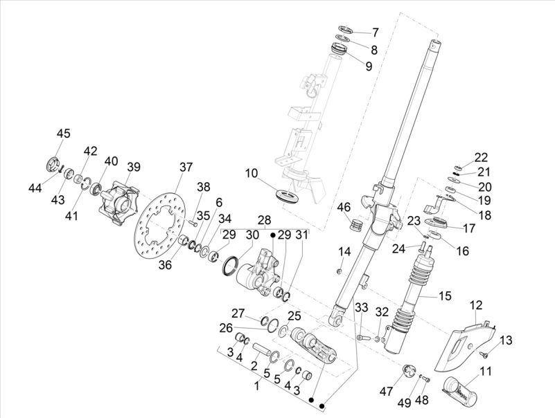 Widelec przedni Vespa Elektrica 25/KMH SCH E5 2021 (EMEA)