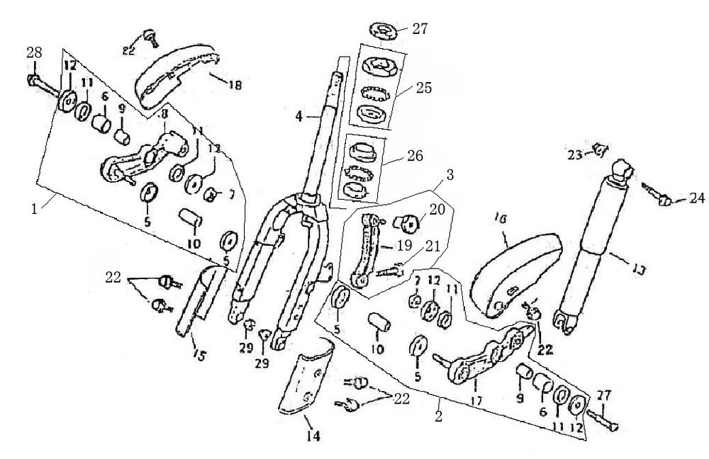 Widelec przedni Fosti Retro biały