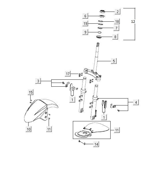Widelec przedni Kymco Agility 10' 4-suwowy srebrny