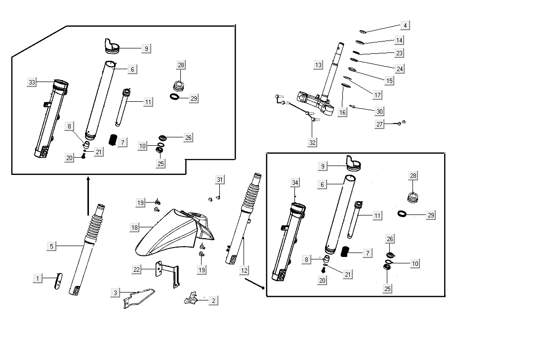 Widelec przedni Kymco Agility Delivery 4-suwowy euro4 czarny