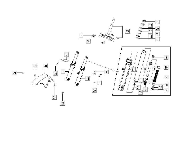 Widelec przedni Kymco City 16' 4-suwowy ciemnoszary