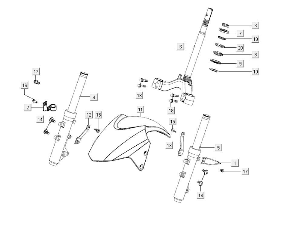 Widelec przedni Kymco New Dink 200i