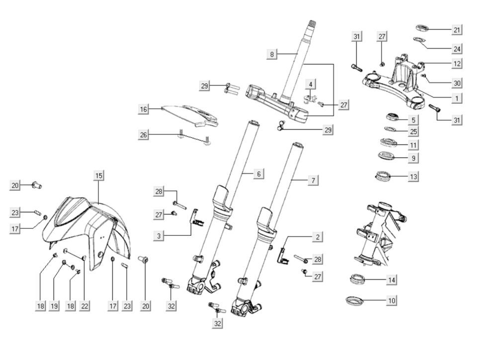 Widelec Przedni Kymco Xciting 400i Perłowy Czarny