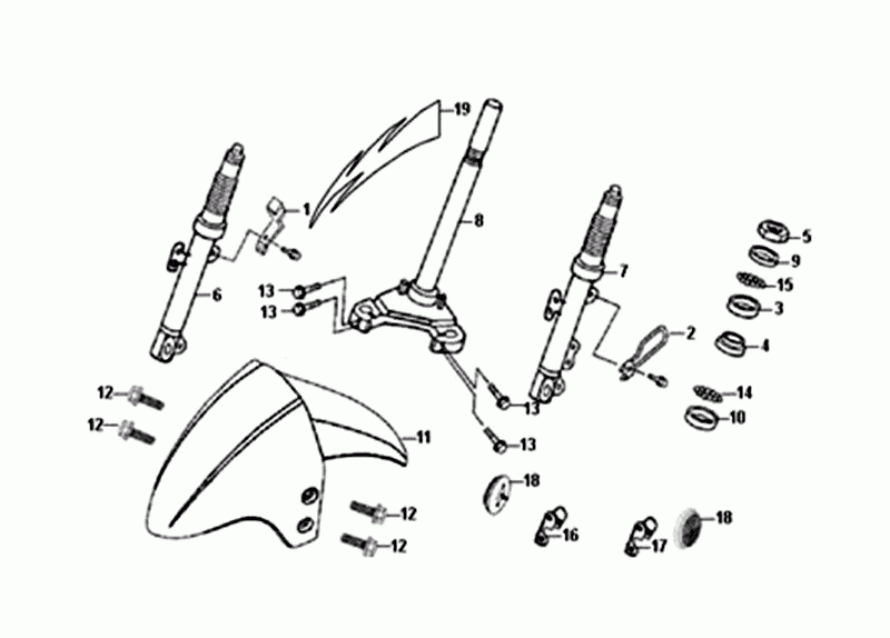 Widelec przedni/błotnik przedni/zestaw słuchawkowy SYM Orbit II Euro 4 Czerwony
