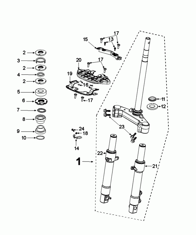 Widelec przedni Peugeot Django Euro 4