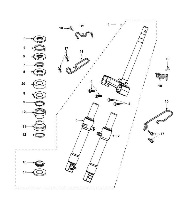 Widelec przedni Peugeot Vivacity 3 4-suwowy