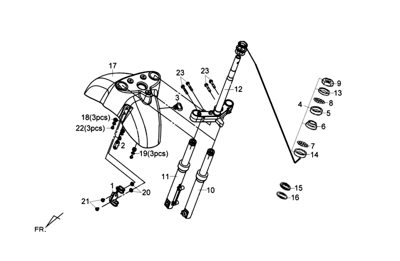 Przedni widelec przedni błotnik Słuchawkowy Sym Fiddle III (BR497U) matowy brązowy