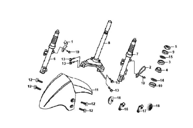 Przedni Widelec Przedni Błotnik Zestaw Słuchawkowy Sym Orbit (BU289) nowy