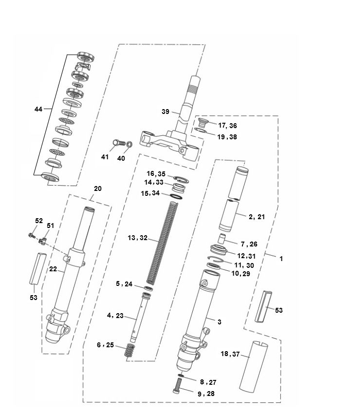 Widelec przedni Yamaha Aerox 2-suwowy 2013
