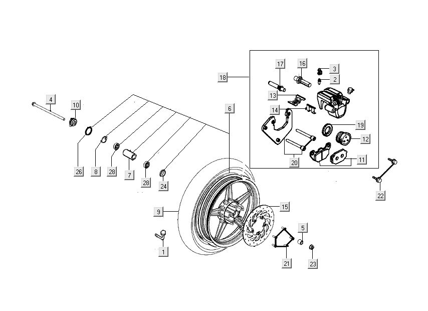 Koło przednie - pazur Kymco People S 4-suwowy Elegance czarny
