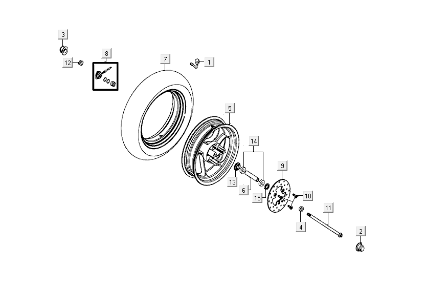 Koło przednie kymco agility FR 12' 4-suwowy euro4 czarny