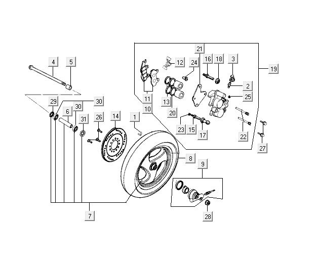 Koło przednie Kymco Vitality 2t ac sport stream