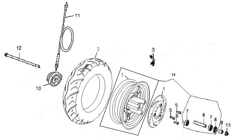 Koło przednie Lintex Retro HT50QT-29 czarny kremowy