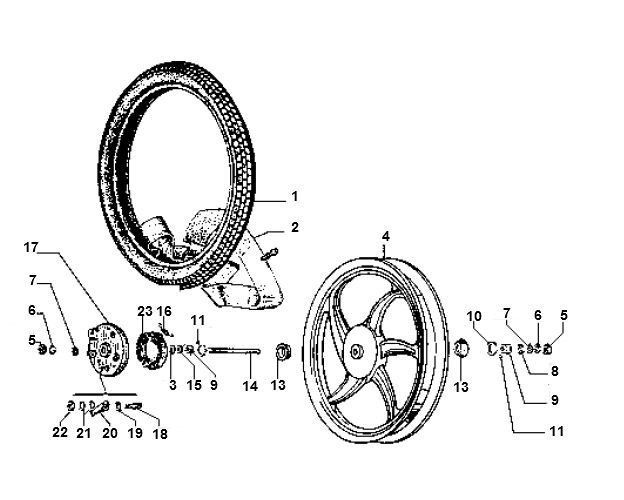 Koło przednie Vespa Ciao 2-suwowy