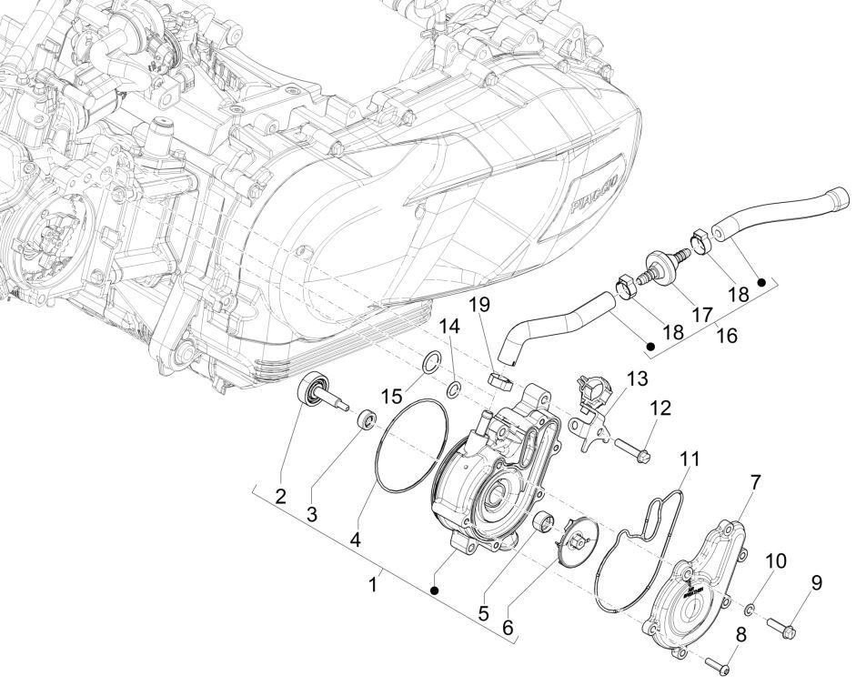 Piaggio Medley 125 ABS E5 2021-2022 pompa wodna (EMEA)