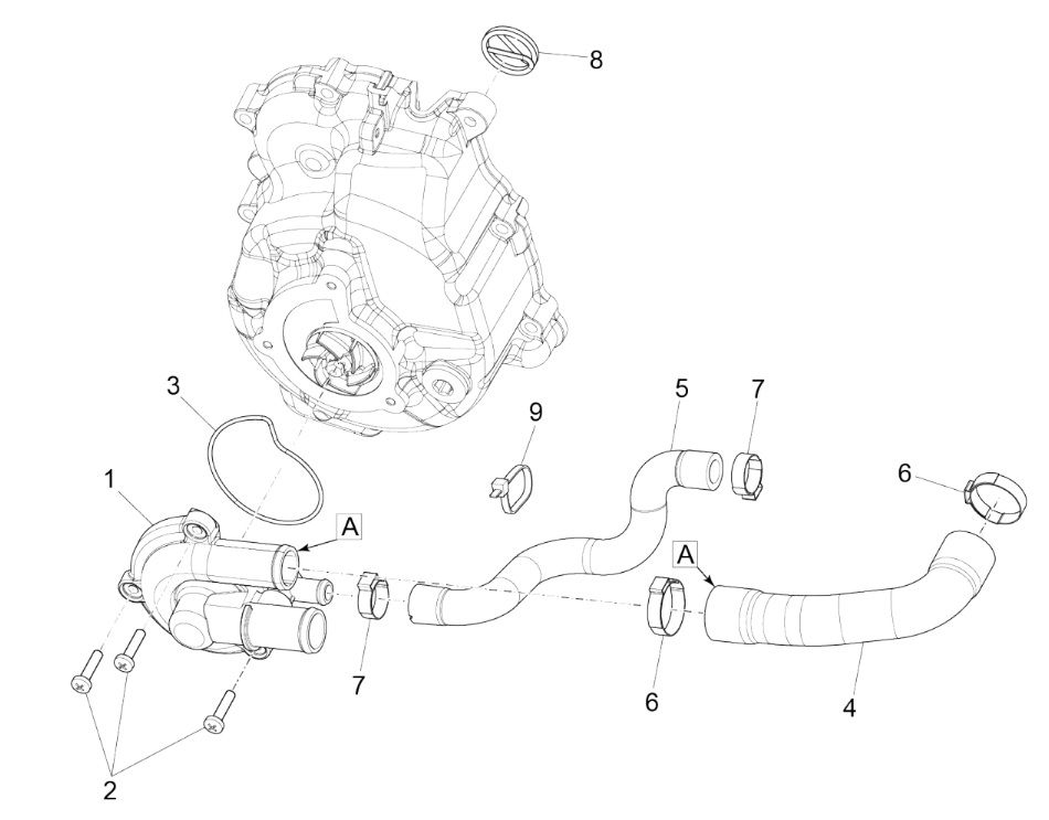 Pompa wodna Vespa GTS 300 HPE 4T 4V IE ABS E4 2019 (EMEA)
