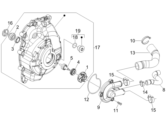 Pompa wodna Vespa GTS 250 ie 2005-2009 (z ABS)