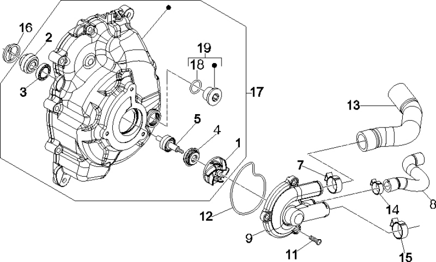 Pompa wodna Vespa GTS 250 ie 2005-2016 (bez ABS)