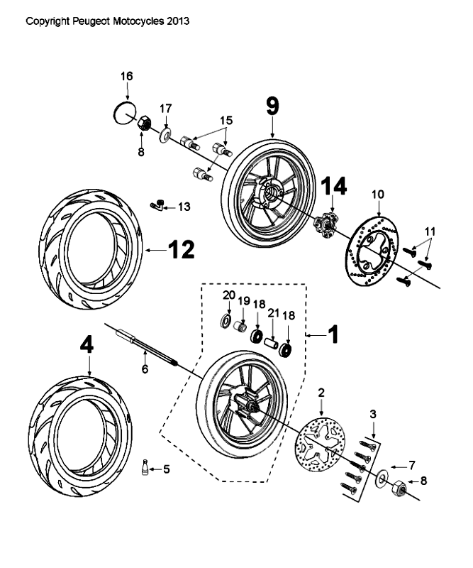 Felgi Peugeot Citystar 50 Brązowe