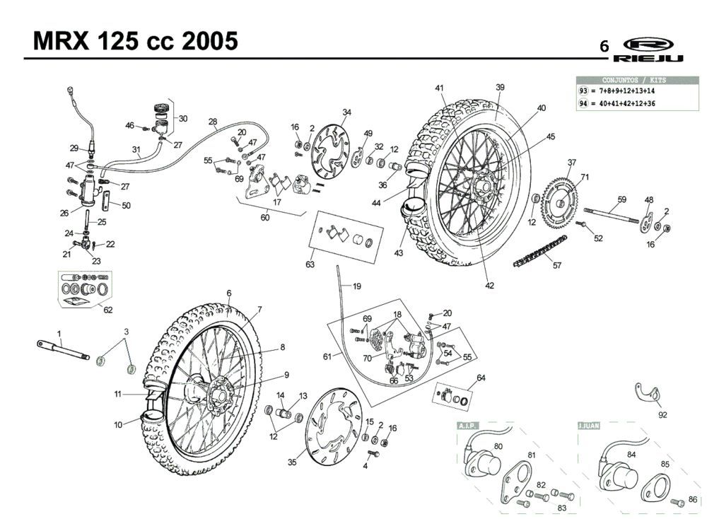 Koła Rieju MRX 125 niebieskie 2005 4-suwowe