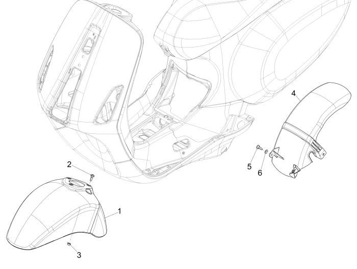 Błotnik przedni Vespa Sprint 4-suwowy 2-zawór żółty 968/A