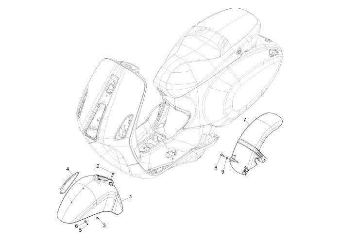 Błotnik przedni Vespa Primavera 279/a niebieski