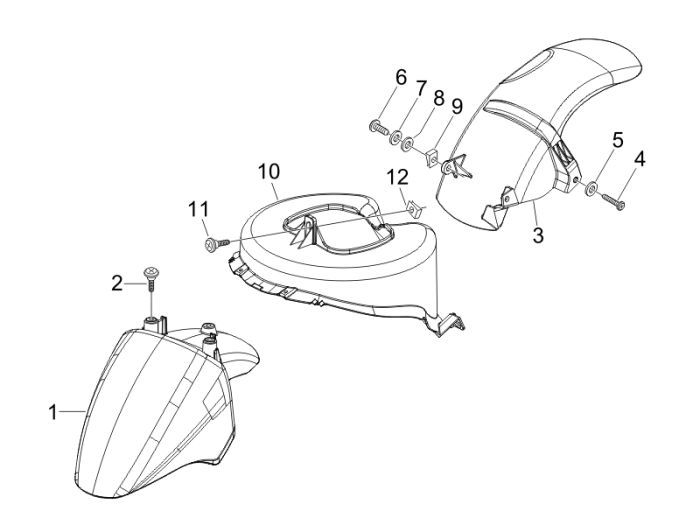 Błotnik Piaggio Fly 4-suwowy srebrny 738
