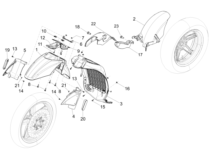 Przestrzeń kół - Błotnik Piaggio Beverly 350 E3 Sport Touring 2013-2014 czarny mat 93/B
