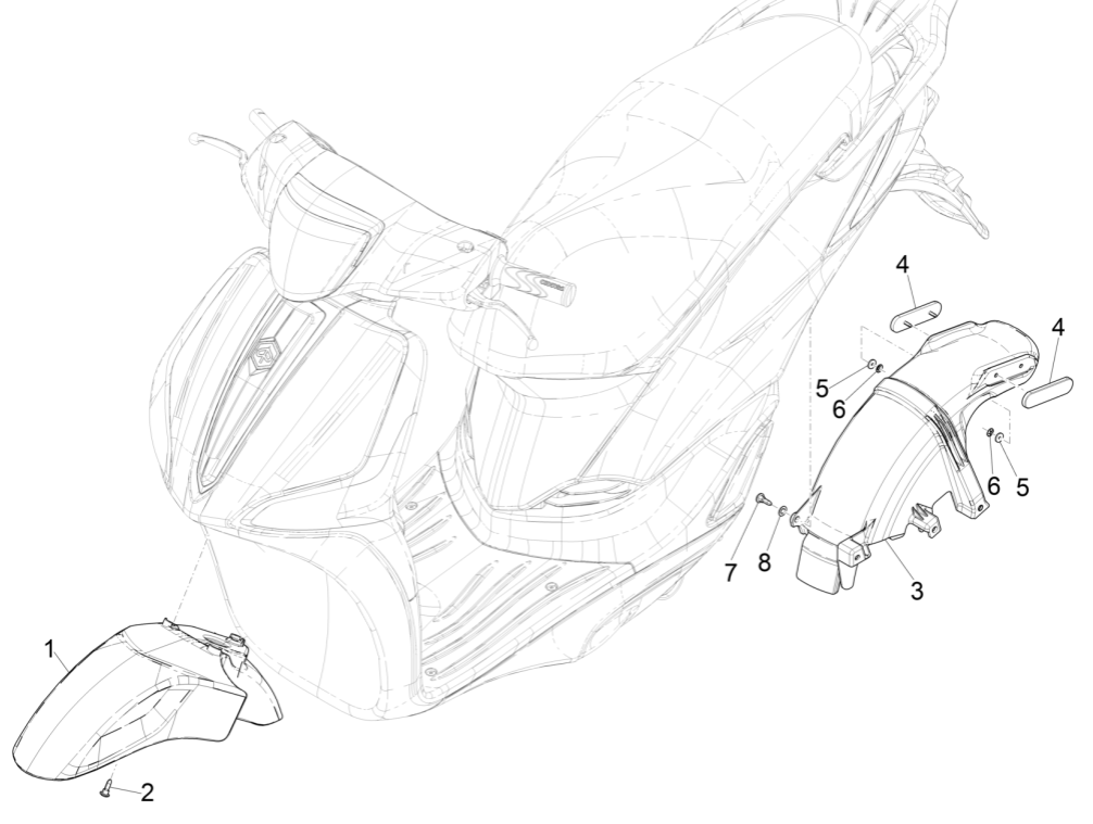 Przestrzeń na koła - Piaggio Liberty 50 4-suwowy błotnik (IGET euro 50)