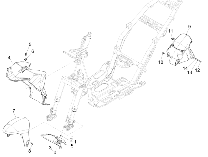 Przestrzeń kół - błotnik Piaggio NRG Power DD 2007-2017 meteor czarny 94/A