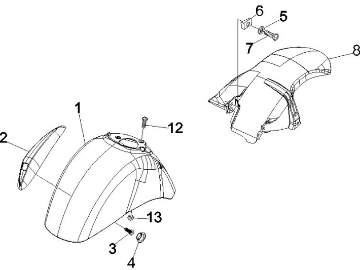 Przestrzeń koła - Błotnik Vespa GTS 250 ie 2005-2009 (z ABS) czerwony smok 894