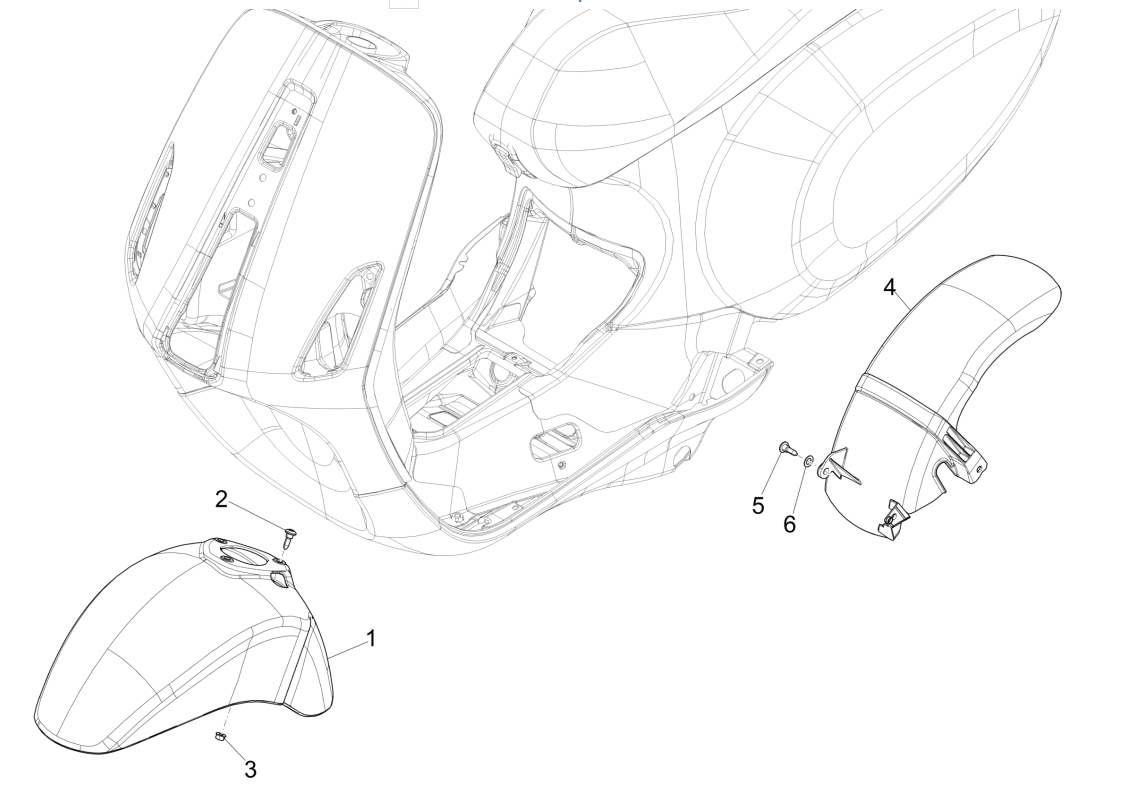 Wózek - Błotnik Vespa Sprint 4-suwowy 3V (wtrysk euro4 IGET) Matowy Żółty 974/A