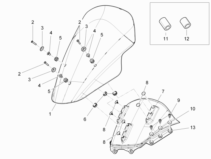 Szyba przednia - Windows Piaggio MP3 300LT Sport 2009-2014 czarna konkurencja 98/A