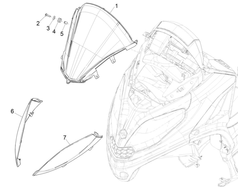 Piaggio MP3 300 HPE/300 HPE SPORT E5 ABS 2020-2022 Szyba przednia (EMEA)