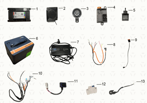 Wiązka przewodów/akumulator/ładowarka Yadea M6L