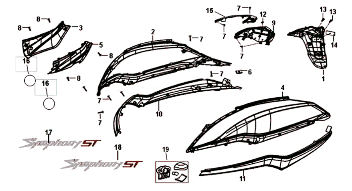 Sym Symphony ST 125I E4 Białe platerowanie (WH-006)