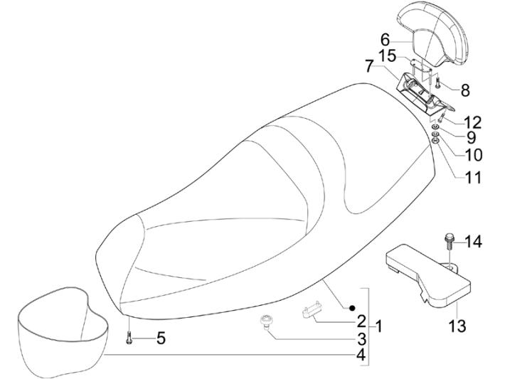 Siodełko - Siedzący Piaggio MP3 300LT Sport 2009-2014 szary pulsar 711/B