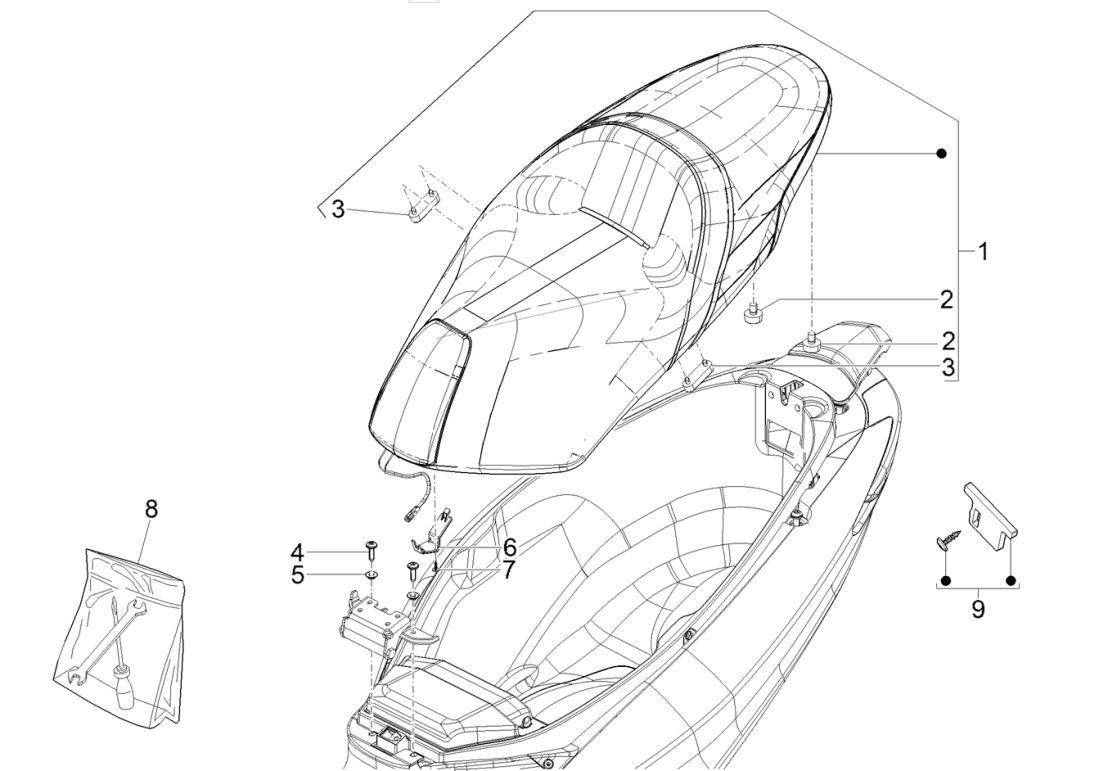 Piaggio MP3 300 HPE /300 HPE SPORT E5 ABS 2020-2022 (EMEA) Siodło