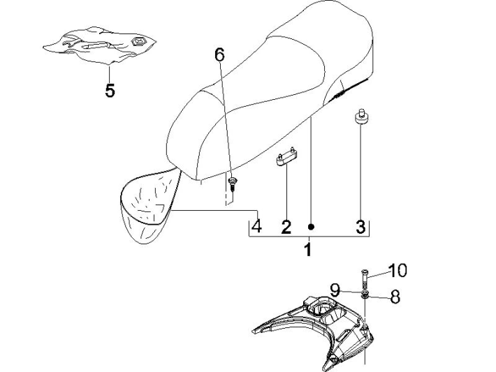 Siodło Vespa GTS 250 ie 2005-2009 (z ABS) o północy 222/A