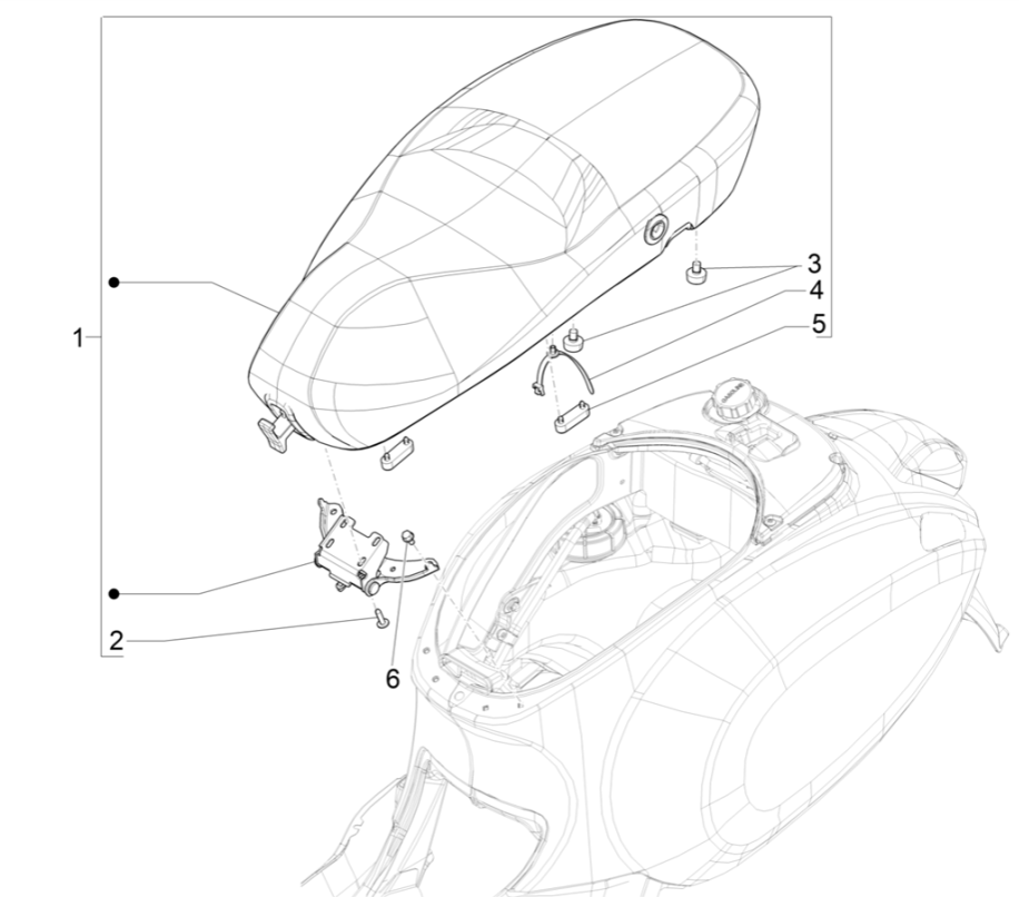 Vespa Sprint 4-suwowe siodełko 3-zaworowe (wtrysk euro5 IGET)
