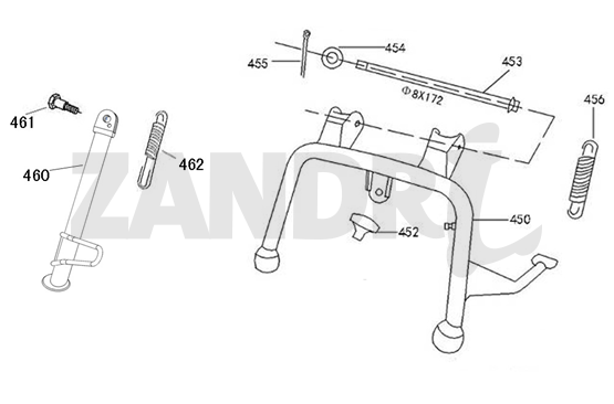 Stojak środkowy boczny BTC Riva Sport pantone niebieski