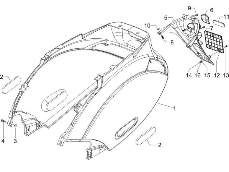 Szyba boczna Piaggio Zip 2000 4-suwowy AC matowy czarny 168