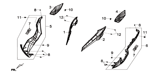 Poszycie 2 Sym Joymax 125I ABS Czarny (BK-213S)