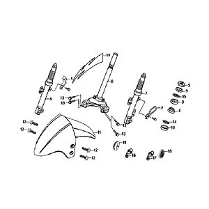 Widelec przedni błotnik przedni Sym Orbit II (BK-7C) Żelazo szary