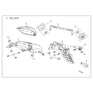 Lampa tylna/błotnik czarny mat Agm Vx50 plus