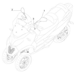 Lusterko wsteczne/s Piaggio MP3 300 ie E4 LT BUSINESS - SPORT NOABS-ABS 2016 - 2018 (EMEA)