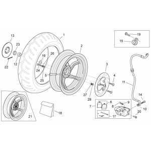 Koło tylne - tarcza hamulcowa Aprilia SR 50 H2O ie+carb 2004-2009