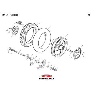 Koło tylne Rieju Rs1 żółto-niebieskie 2001 2-suwowe