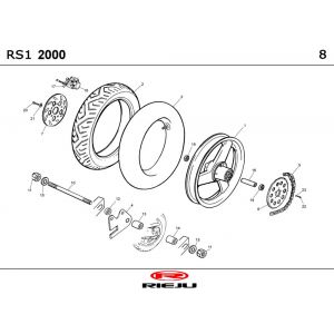 Koło tylne Rieju Rs1 żółto-szary 2001 2-suwowy